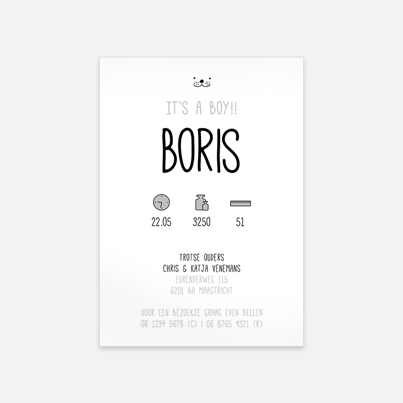 Lortye Geboortjekaartje 040a Boris