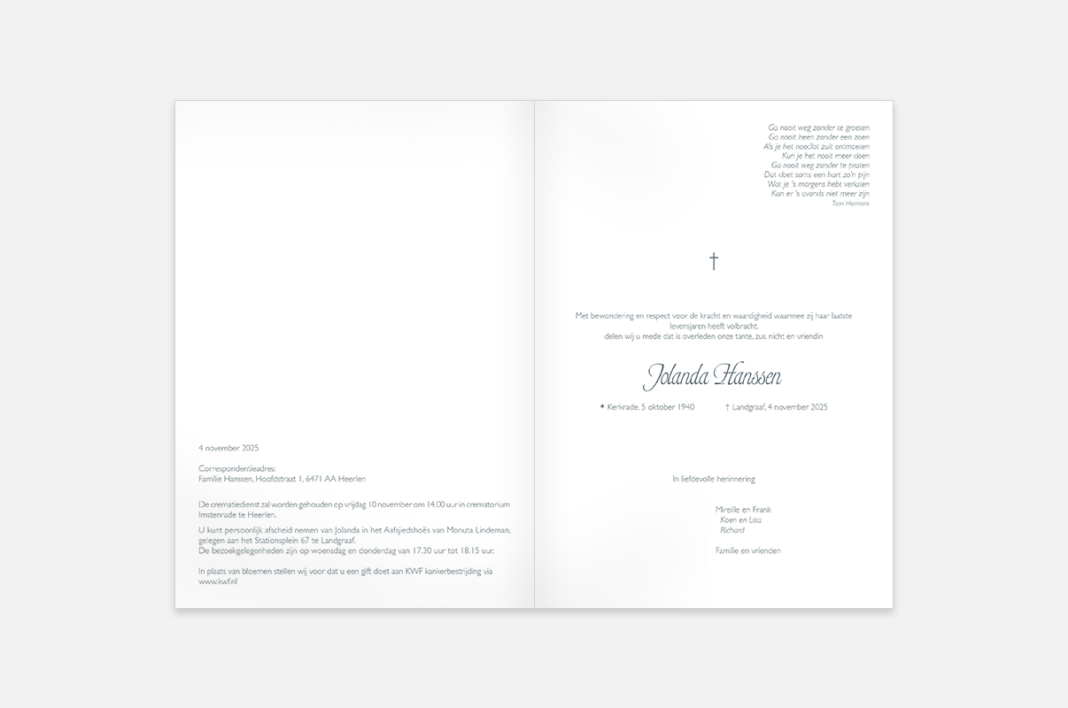  Lortye RK Rouwbrief Hortensia Wit A5